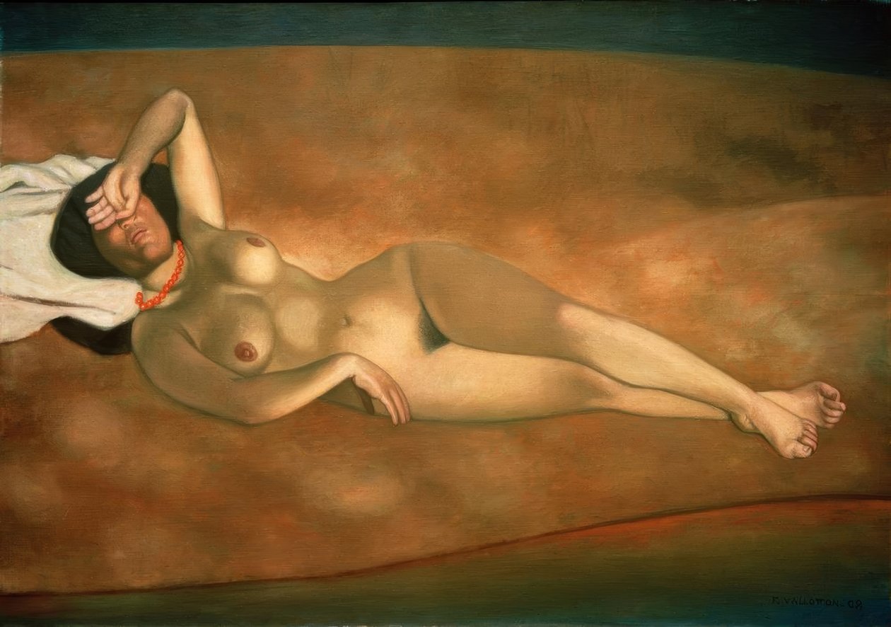 Nő feküdt a homokon alkotó: Felix Edouard Vallotton