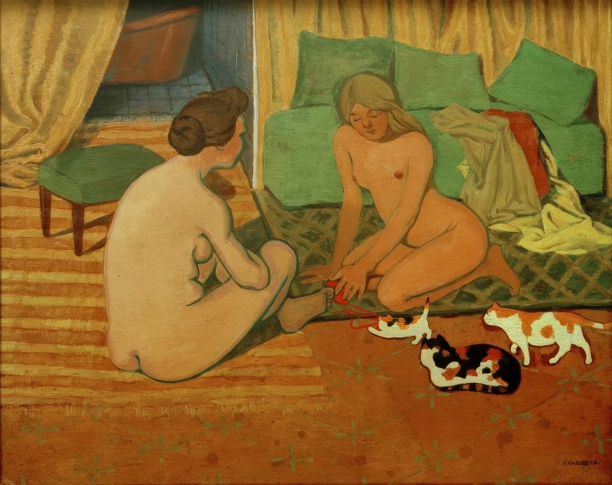Meztelen nők macskákkal alkotó: Felix Edouard Vallotton