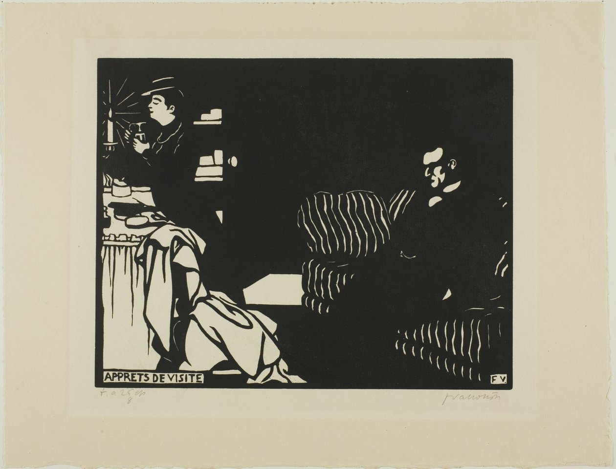 Felkészülés a látogatásra, nyolcas tányér az Intimaciesből alkotó: Felix Edouard Vallotton