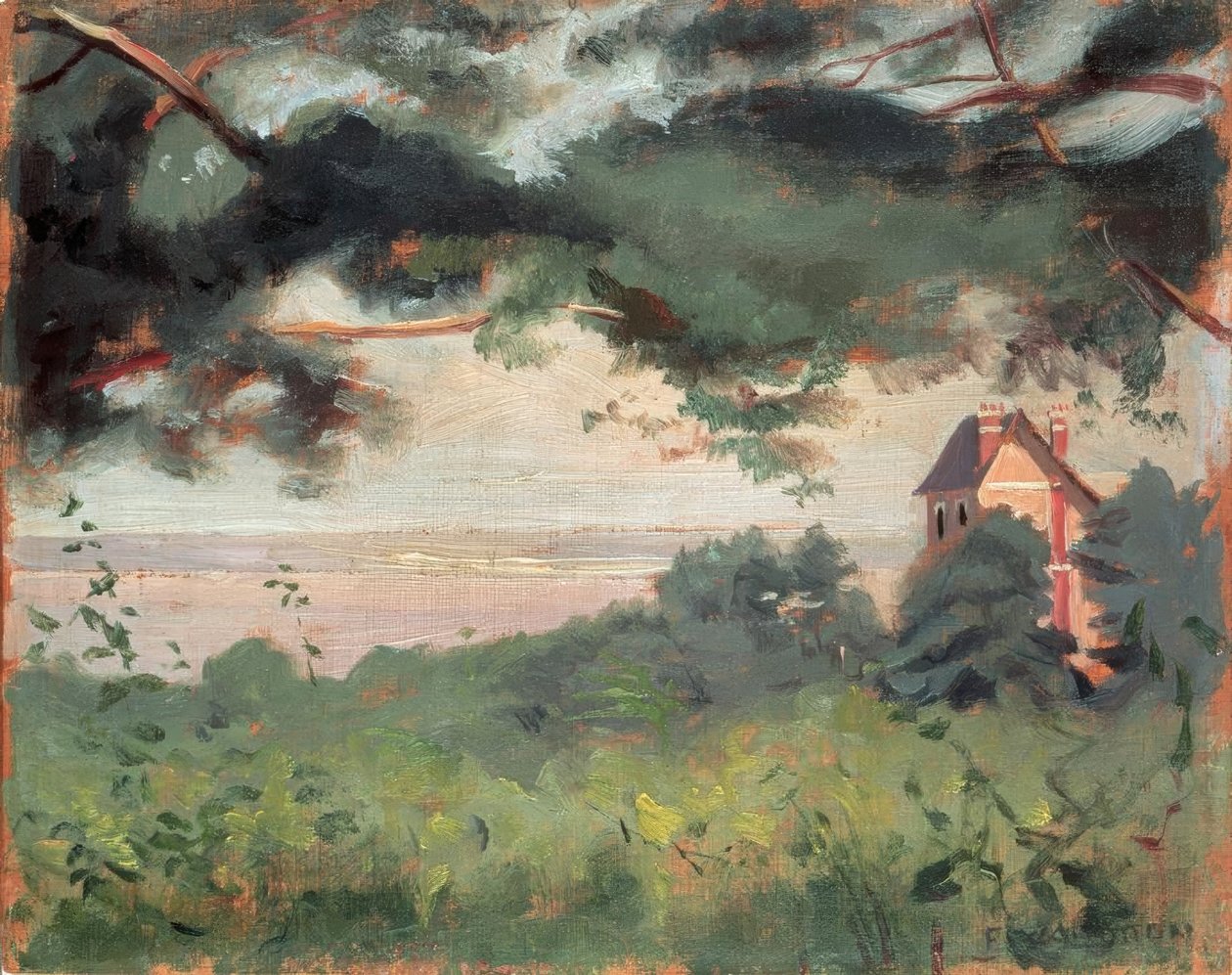Honfleur, kilátás a torkolatról alkotó: Felix Edouard Vallotton