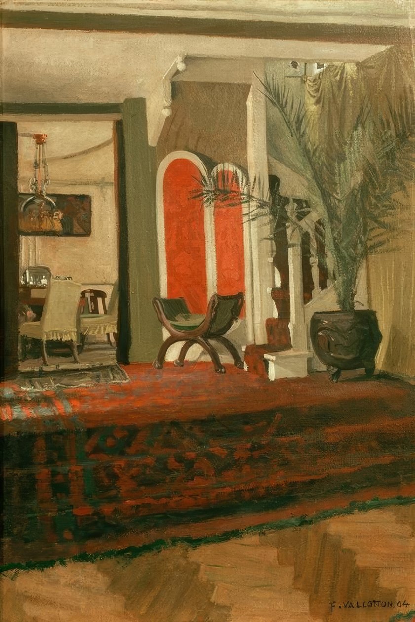 Belső, lépcsőházas nappali és étkező a fo alkotó: Felix Edouard Vallotton