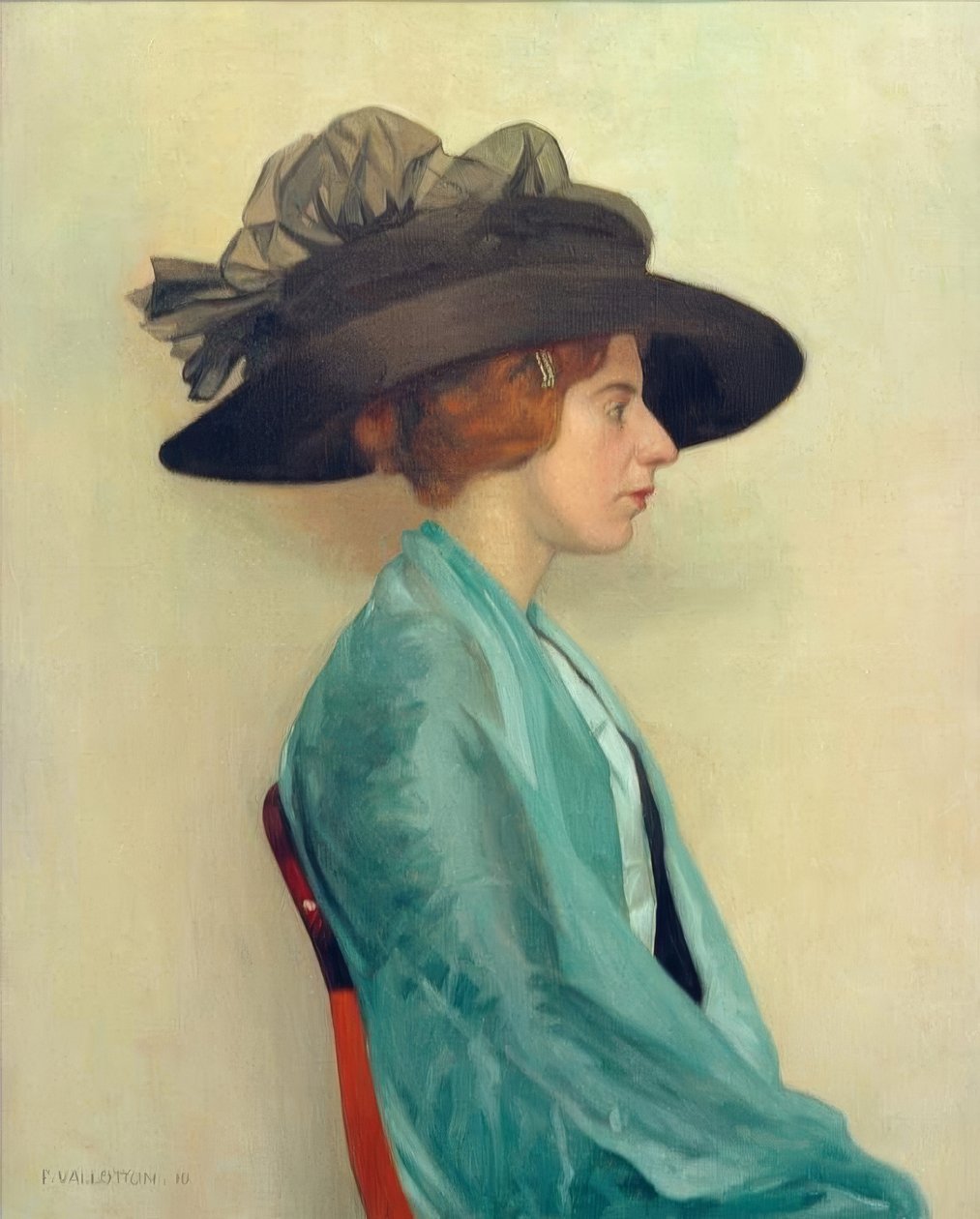 Fiatal nő fekete kalapban alkotó: Felix Edouard Vallotton