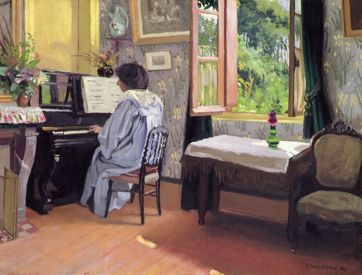 Hölgy a zongoránál alkotó: Felix Edouard Vallotton