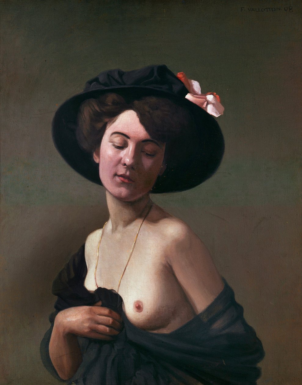 Fekete kalapos hölgy, 1908 alkotó: Felix Edouard Vallotton