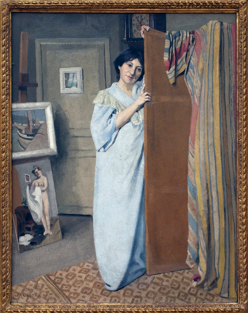 Mrs. Vallotton ruhában. Felix Vallotton (1865-1925) festménye, Olaj, vászon alkotó: Felix Edouard Vallotton