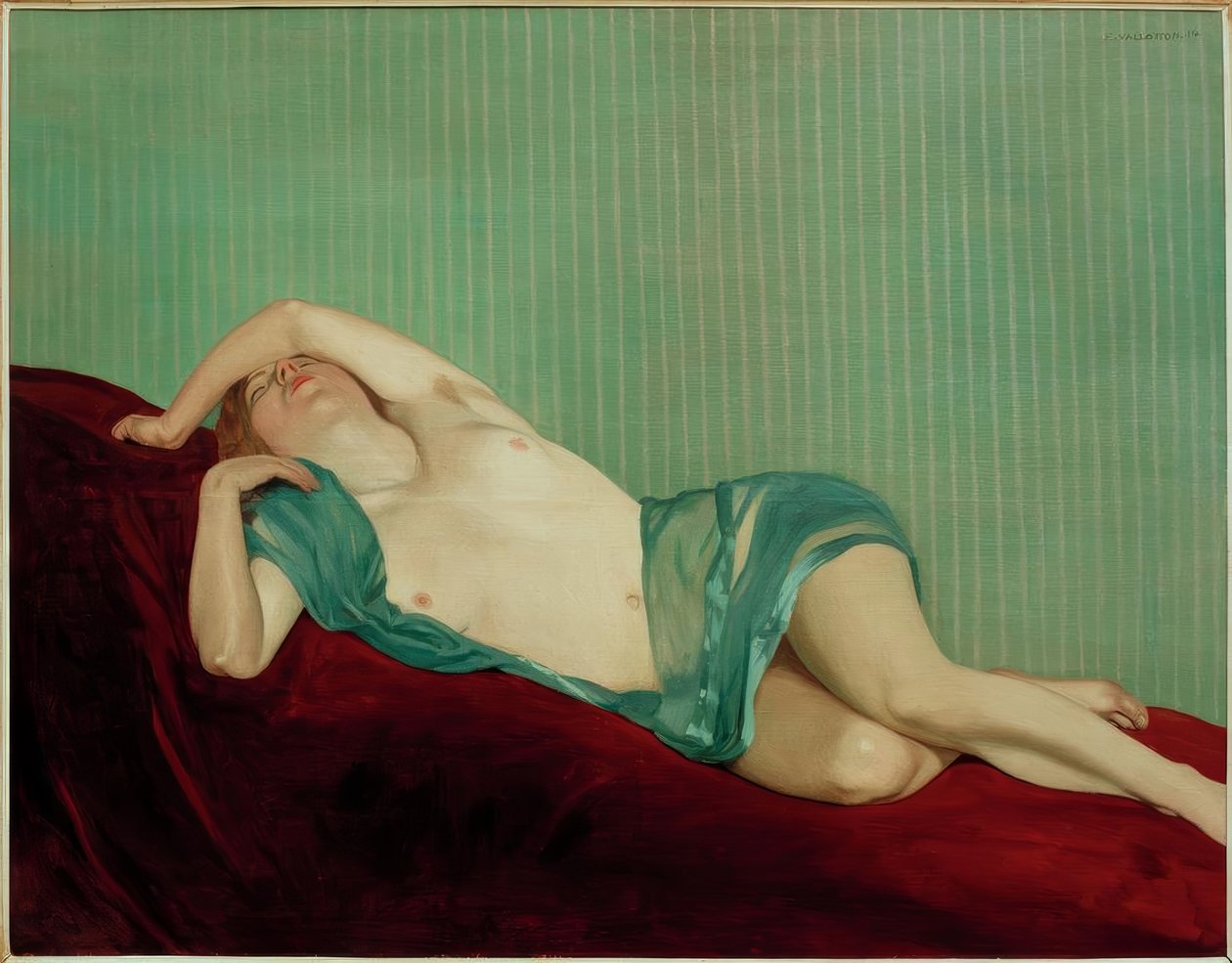 Akt zöld sállal alkotó: Felix Edouard Vallotton