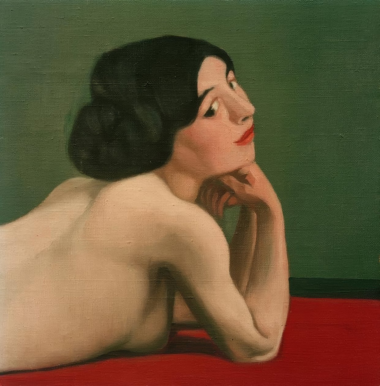 Meztelen feküdt a vörös szőnyegen alkotó: Felix Edouard Vallotton