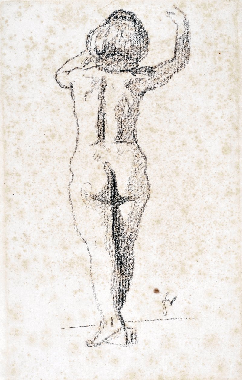 Nu de dos - Felix Vallotton (1865-1925) alkotásai, grafit papíron (28x18 cm), 20. század eleje - Saint Roch hospice múzeum, Issoudun - Kötelező említés alkotó: Felix Edouard Vallotton
