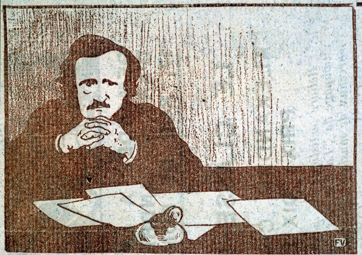 Edgar Allan Poe portréja – Félix Vallotton metszete, 1900 körül alkotó: Felix Edouard Vallotton