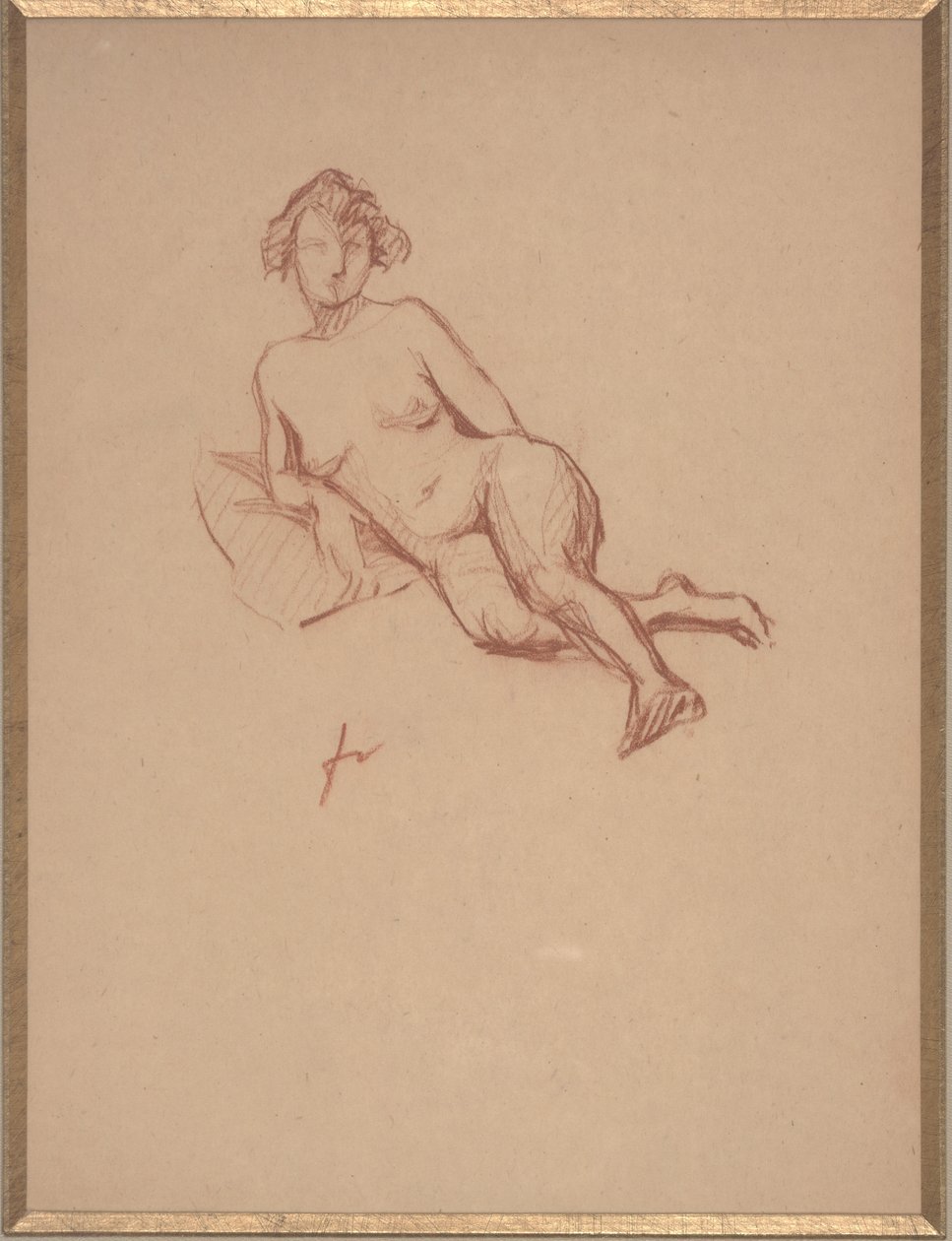 Fekvő női akt (piros kréta papíron) alkotó: Felix Edouard Vallotton
