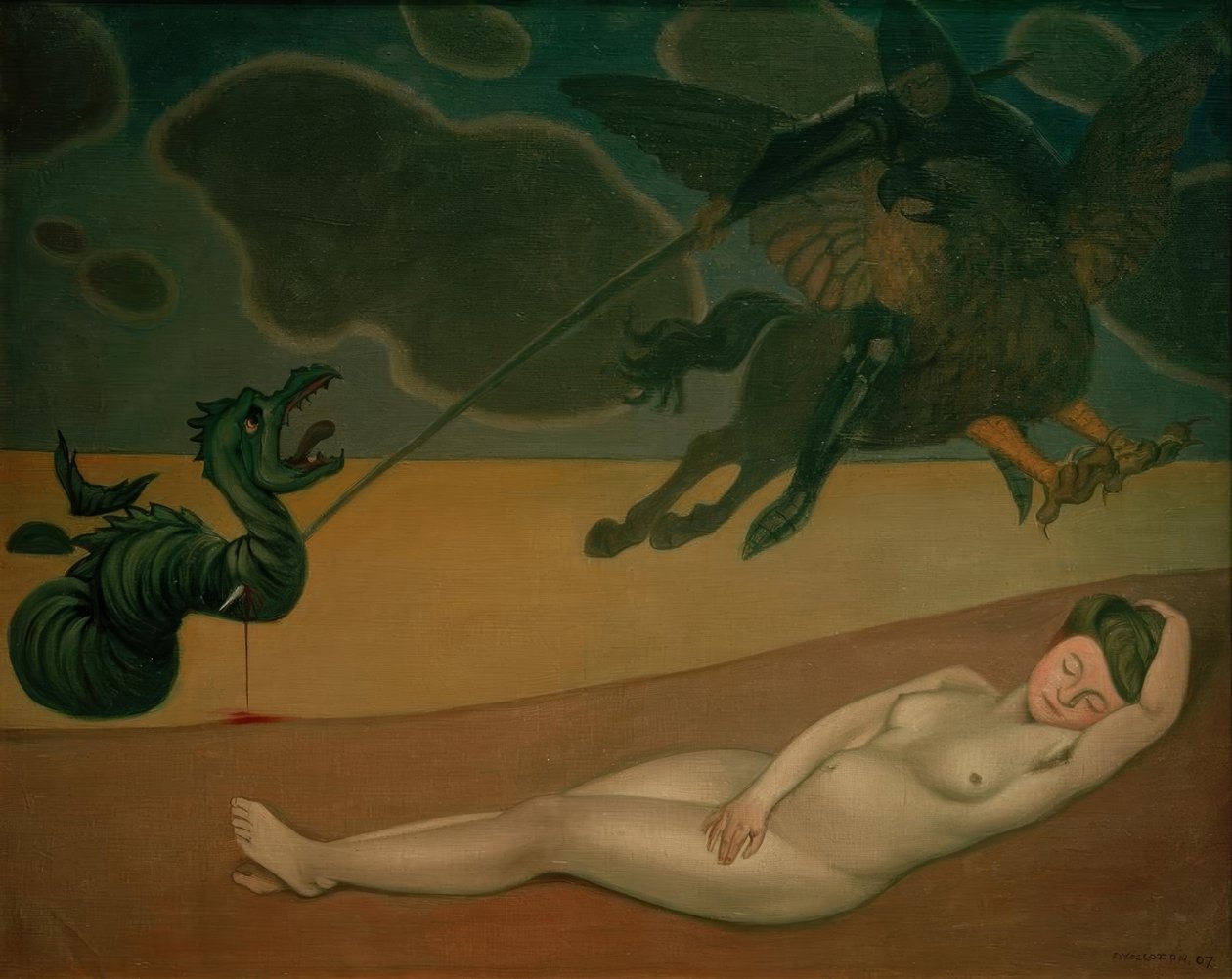 Roger leszállítja Angelique-ot alkotó: Felix Edouard Vallotton