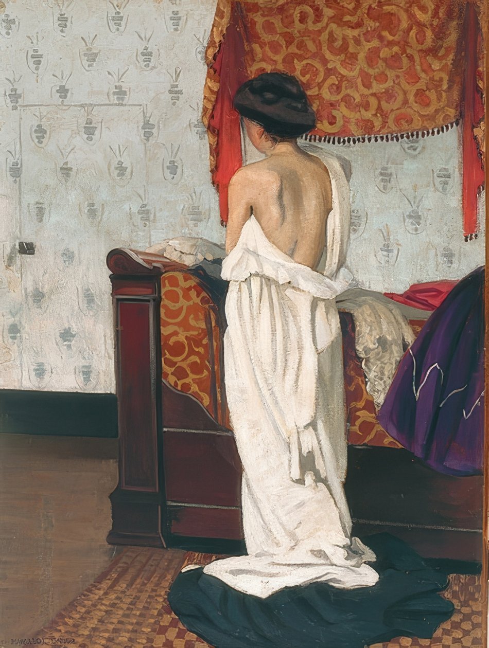 Hátsó fellépés egy belső térben. 1902 alkotó: Felix Edouard Vallotton