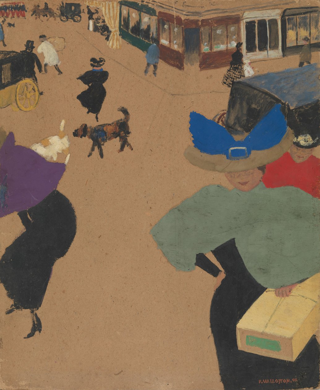 Utcai jelenet Párizsban (Coin de rue à Paris), 1895 (gouache és olaj, karton) alkotó: Felix Edouard Vallotton