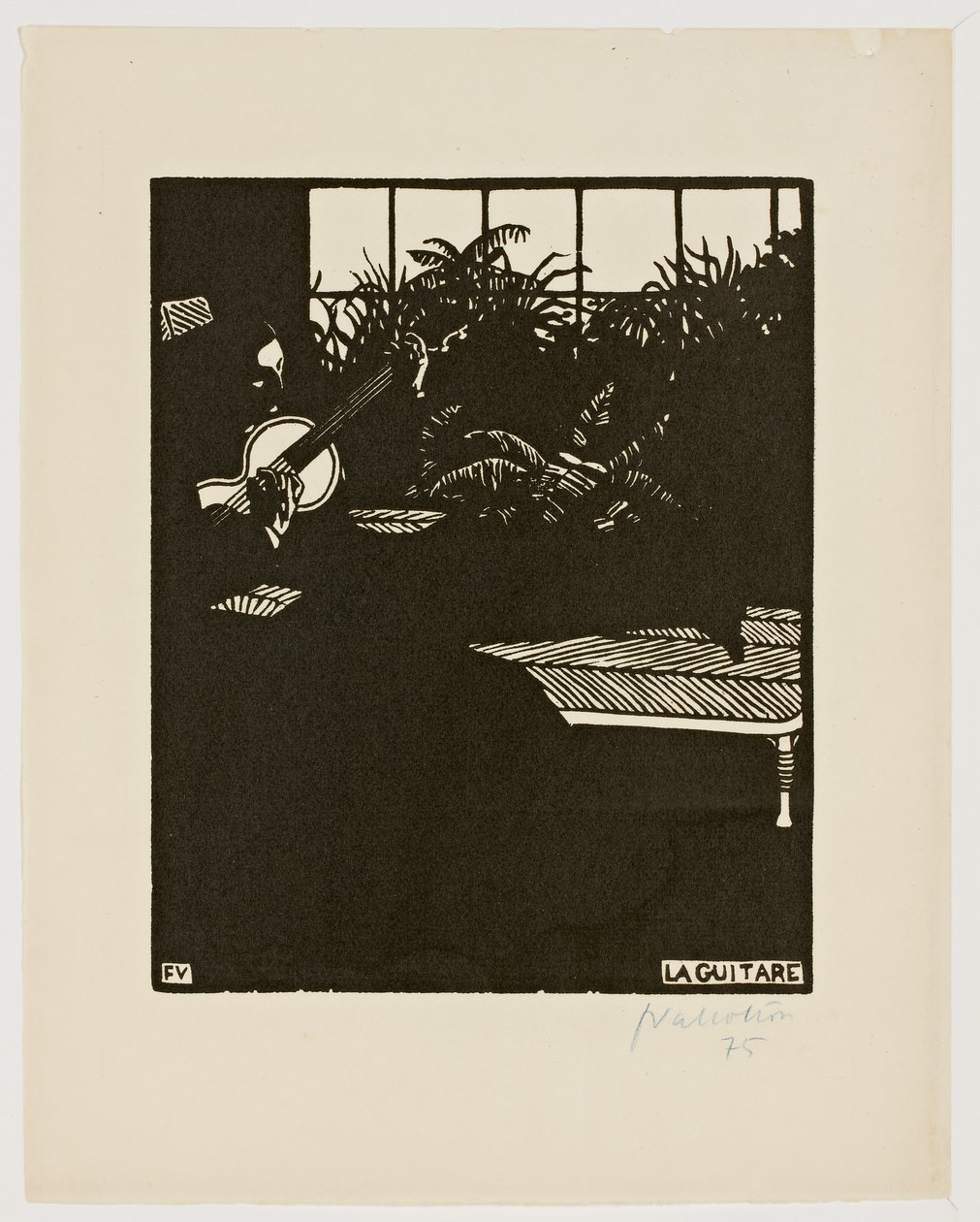 A gitár, a "Hangszerek" sorozatból, V, 1897 alkotó: Felix Edouard Vallotton
