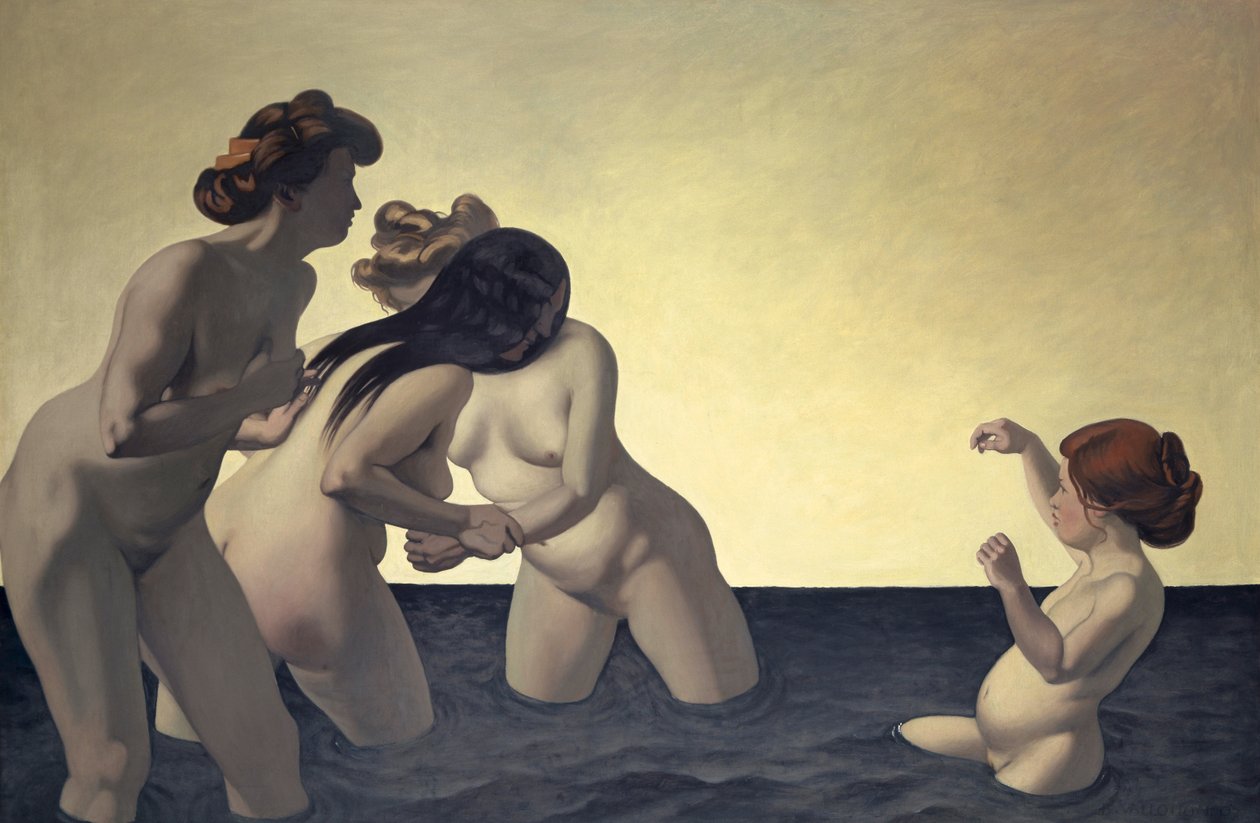 Három nő és egy kislány játszik a vízben, 1907. alkotó: Felix Edouard Vallotton