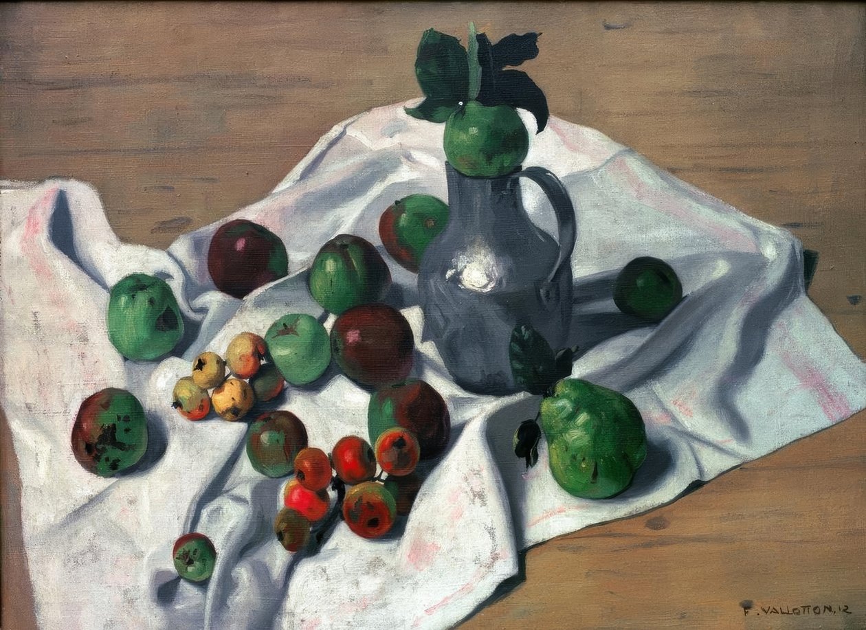 Egy bádog melegvizes palack, alma és két birs alkotó: Felix Edouard Vallotton