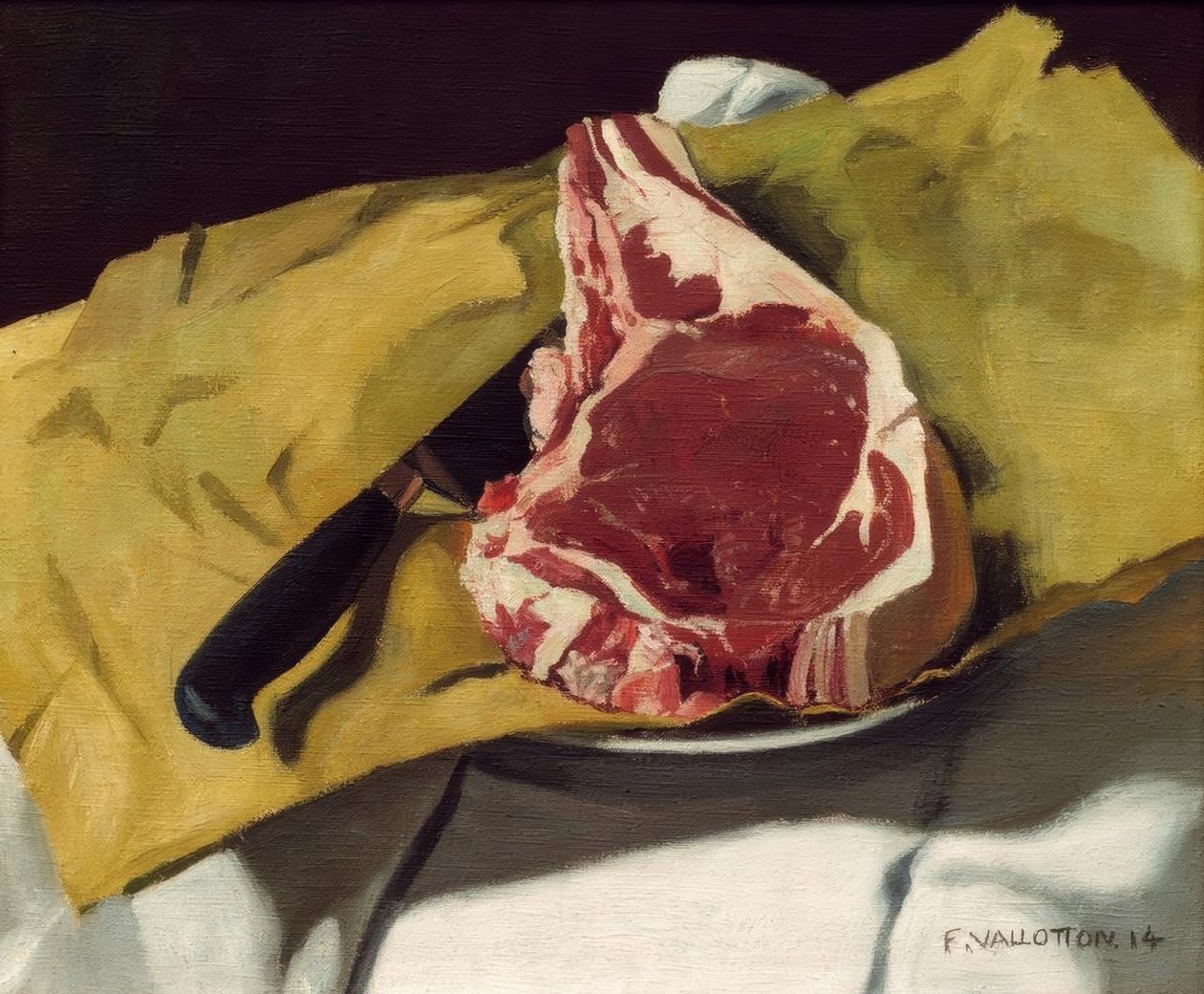 Antrecote sárga papíron alkotó: Felix Edouard Vallotton