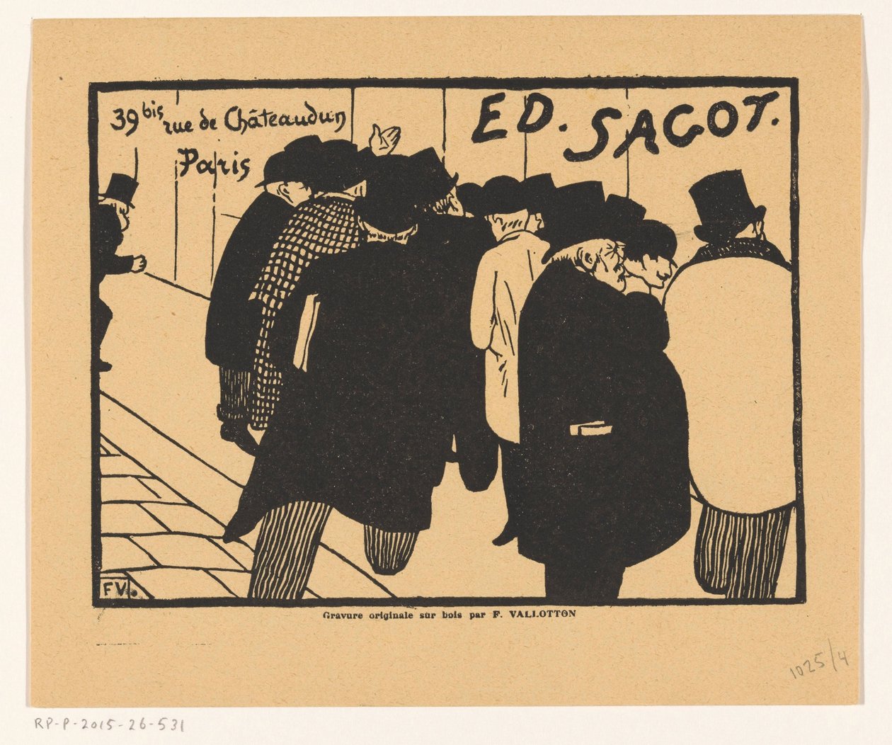 Edmond Sagot nyomtatott kereskedő névjegykártyája Párizsban alkotó: Felix Edouard Vallotton