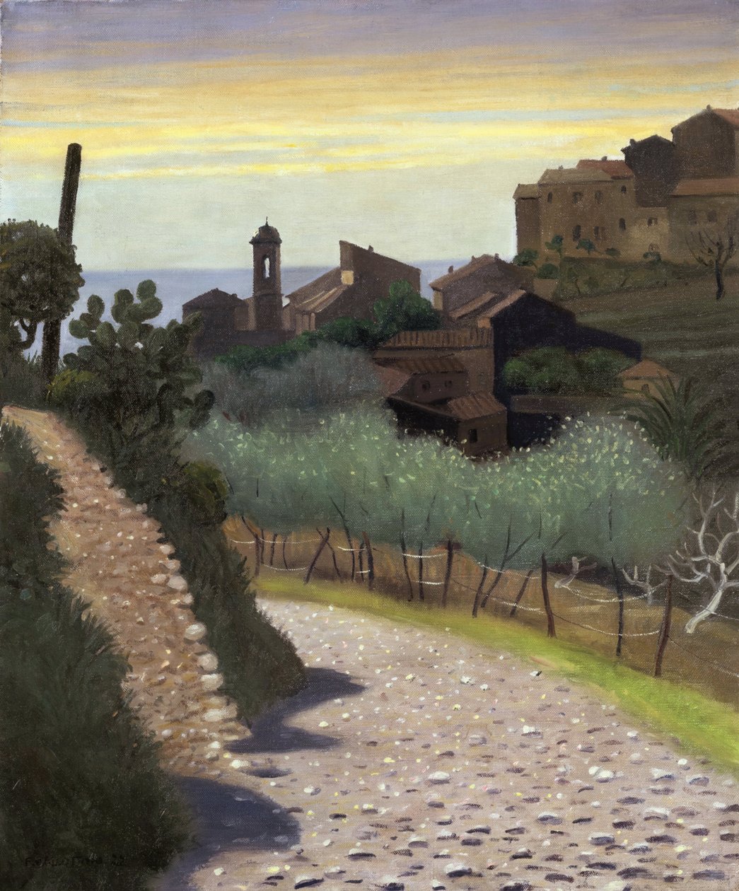 ""Kilátás a Saint-Anne (Sainte Anne) templomra Cagnes-ban (Cagnes-sur-mer), Alpes Maritimes"" Felix Edouard Vallotton (1865-1925) festménye 1922 Magángyűjtemény alkotó: Felix Edouard Vallotton