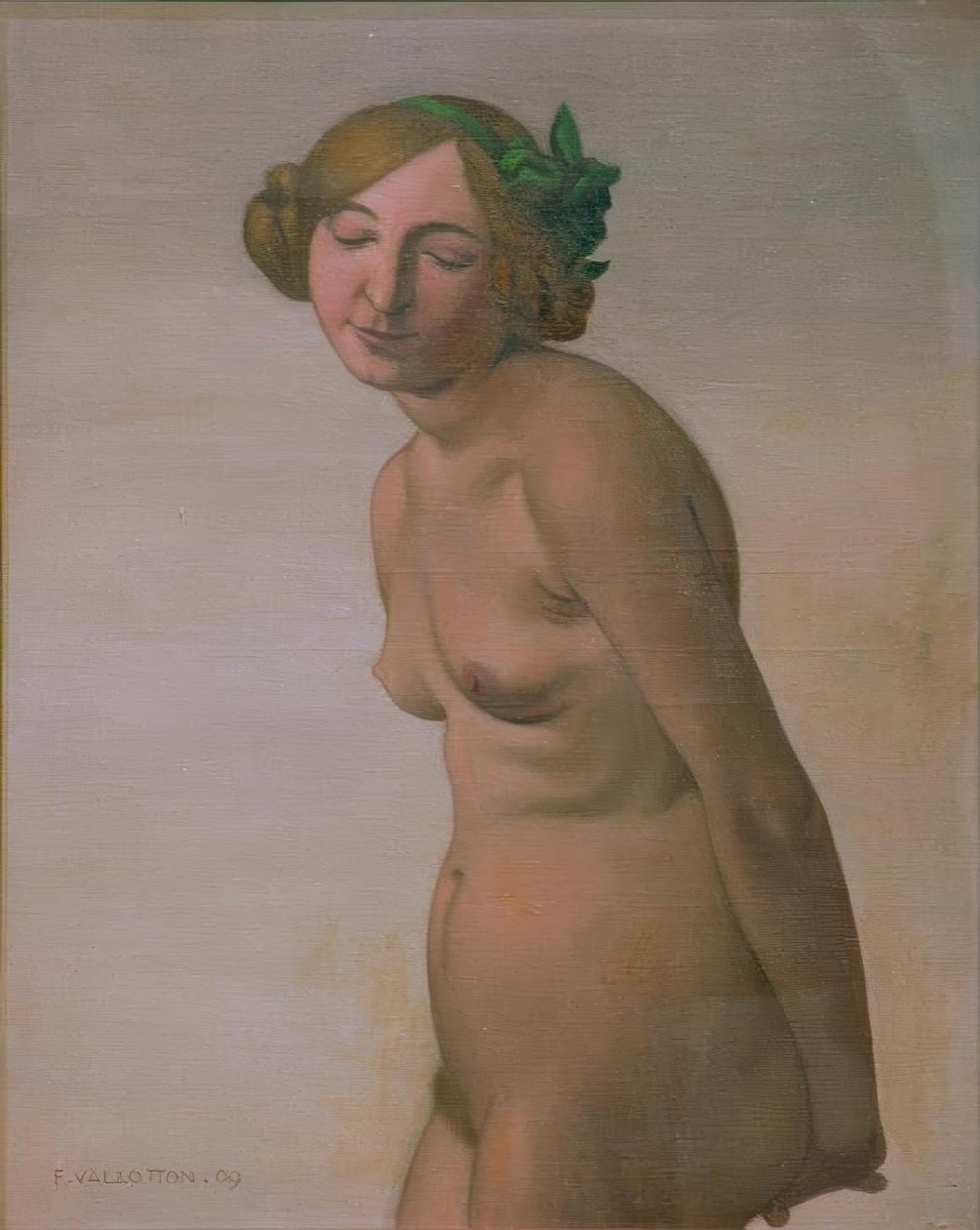 Női akt zöld hajú masnival alkotó: Felix Edouard Vallotton