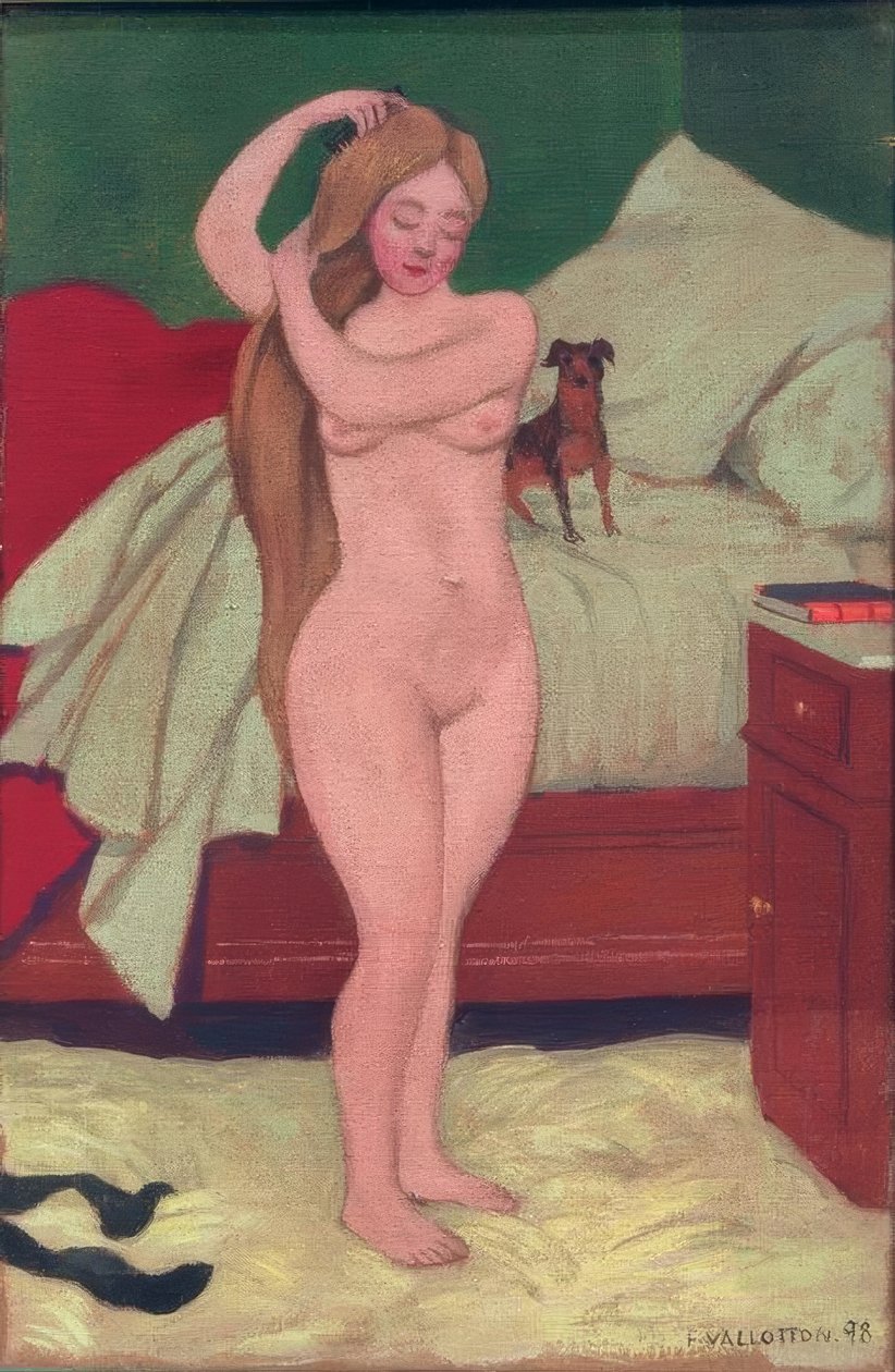 Női akt, fésülés, belső alkotó: Felix Edouard Vallotton