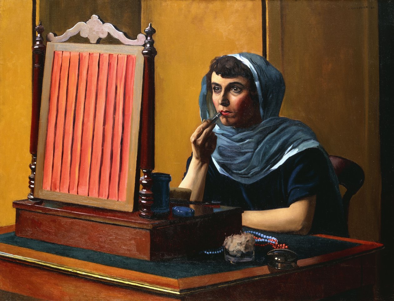 Fiatal nő, felveszi a rúzst; Fiatal nő, aki rúzst hord fel, 1925 alkotó: Felix Edouard Vallotton