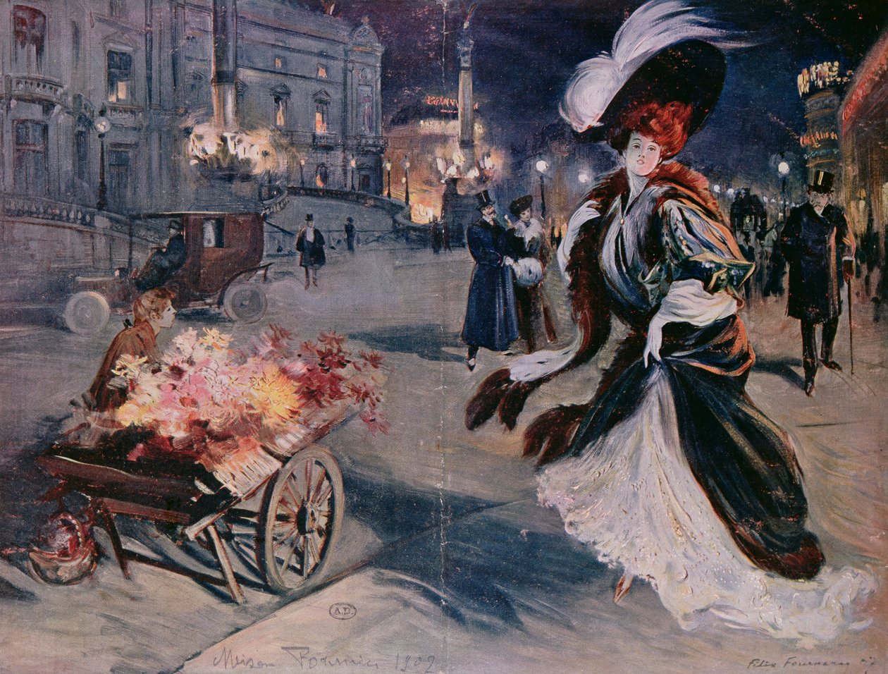 Párizs éjszaka az Opera negyedben, 1907 alkotó: Felix Fournery