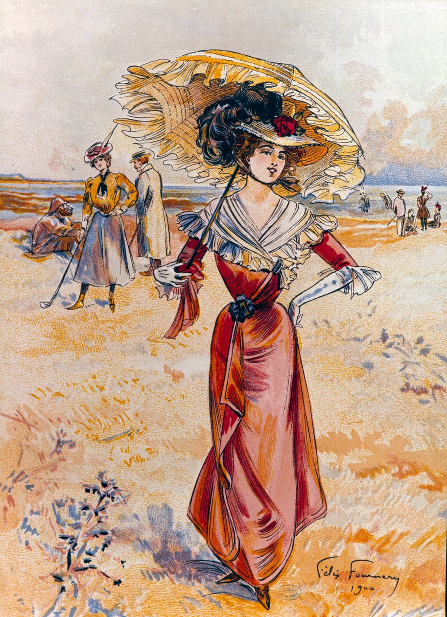 Az elegáns a tengerparton. Felix Fournery festménye (1865-1938) alkotó: Felix Fournery