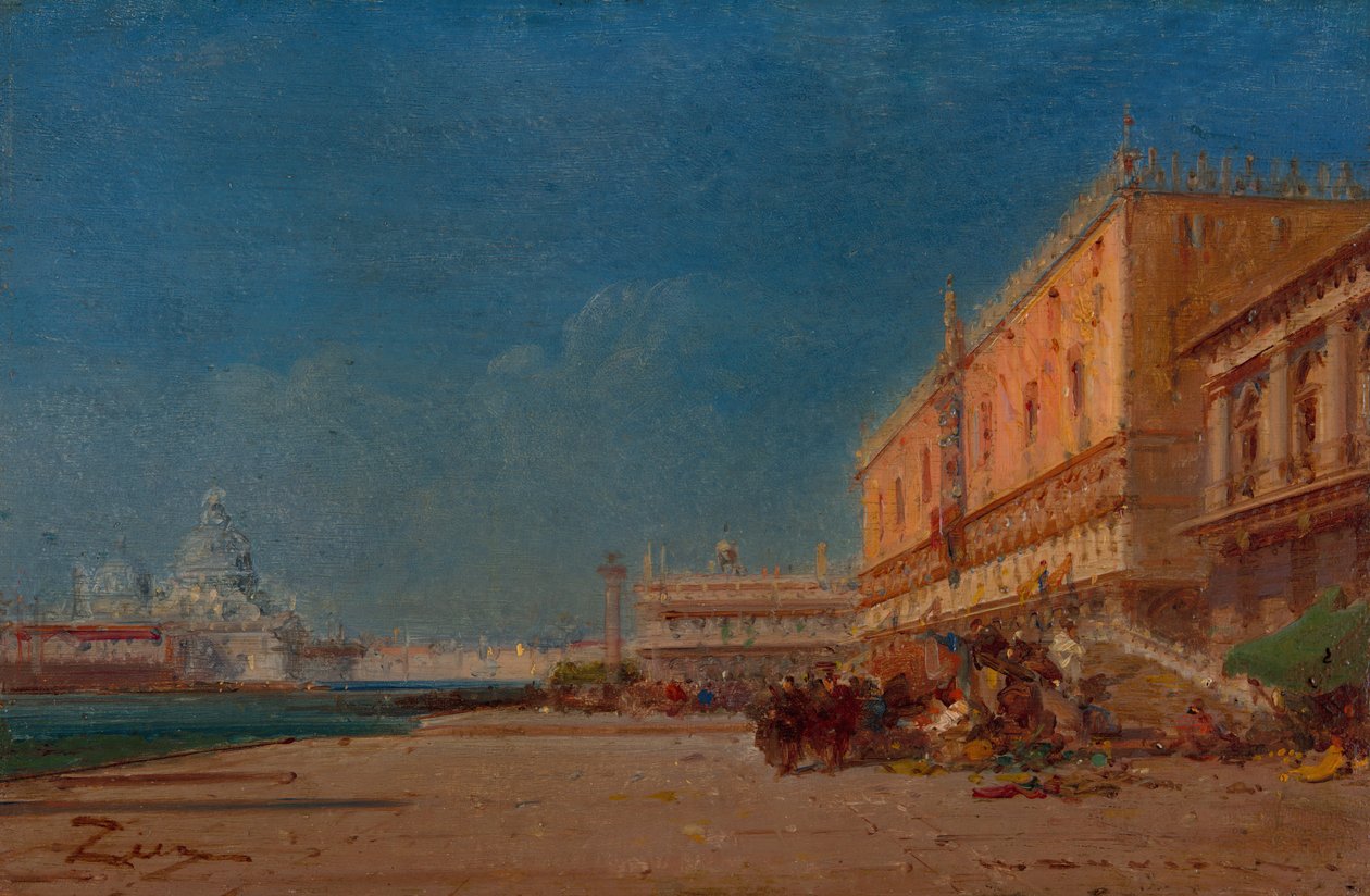 Velence a Rivától a Piazzale San Marco felé nézve, 1890 körül. alkotó: Felix Francois Georges Philibert Ziem