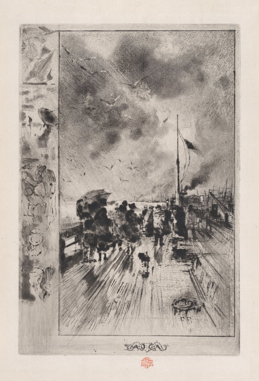 Egy móló Angliában, 1879. alkotó: Felix Hilaire Buhot