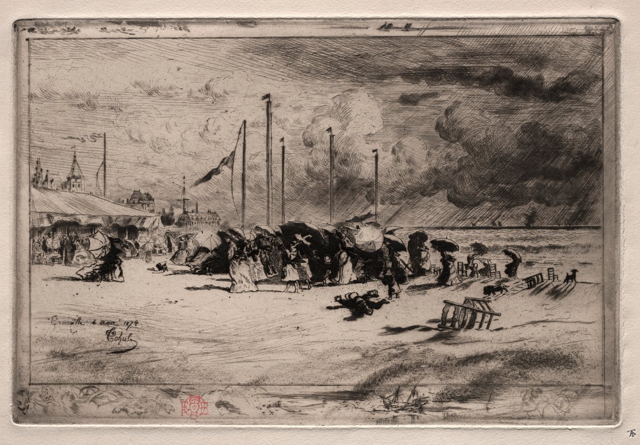 Egy vihar Trouville-ben, 1874. alkotó: Felix Hilaire Buhot