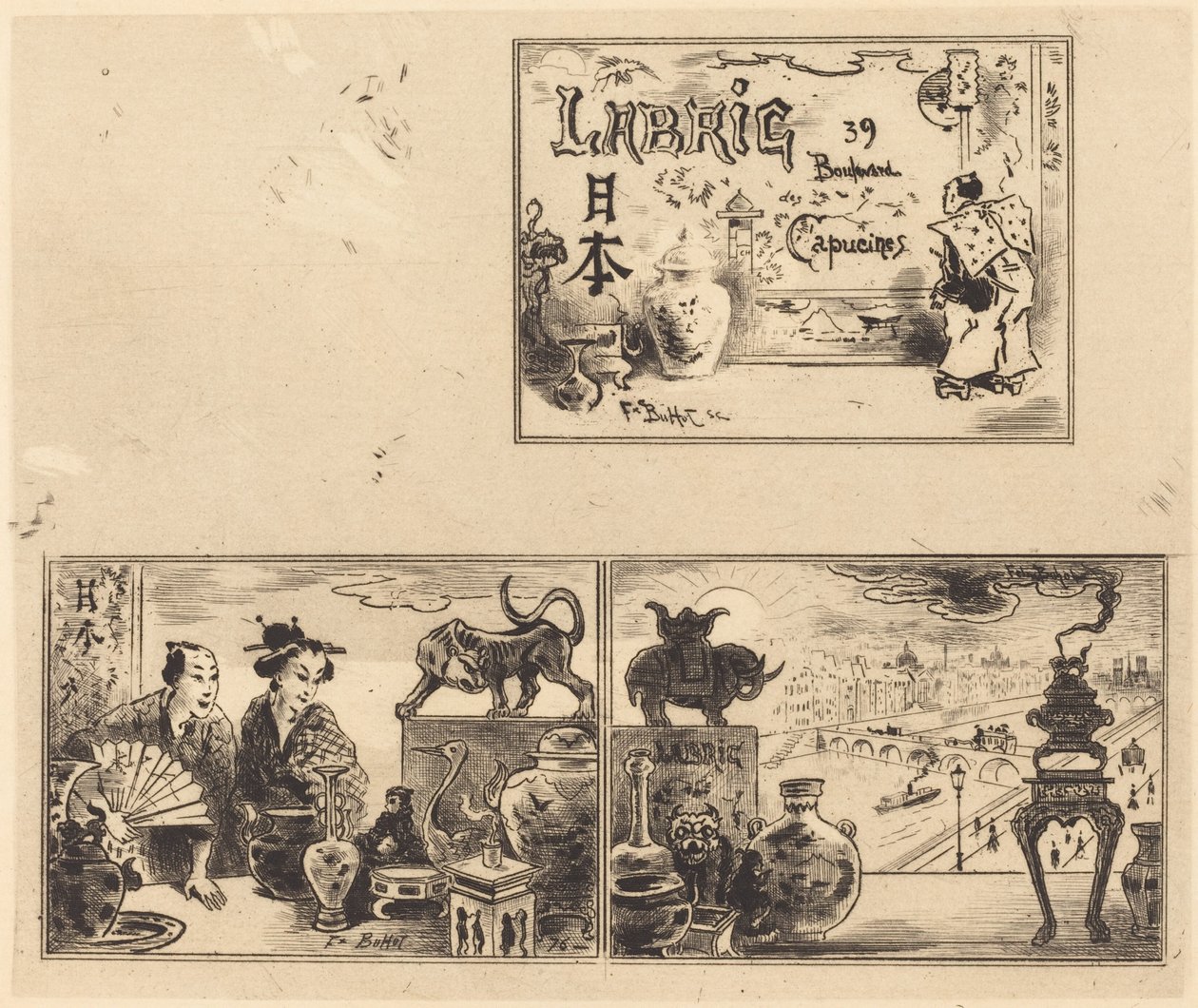 Labric címe, 1876. alkotó: Felix Hilaire Buhot