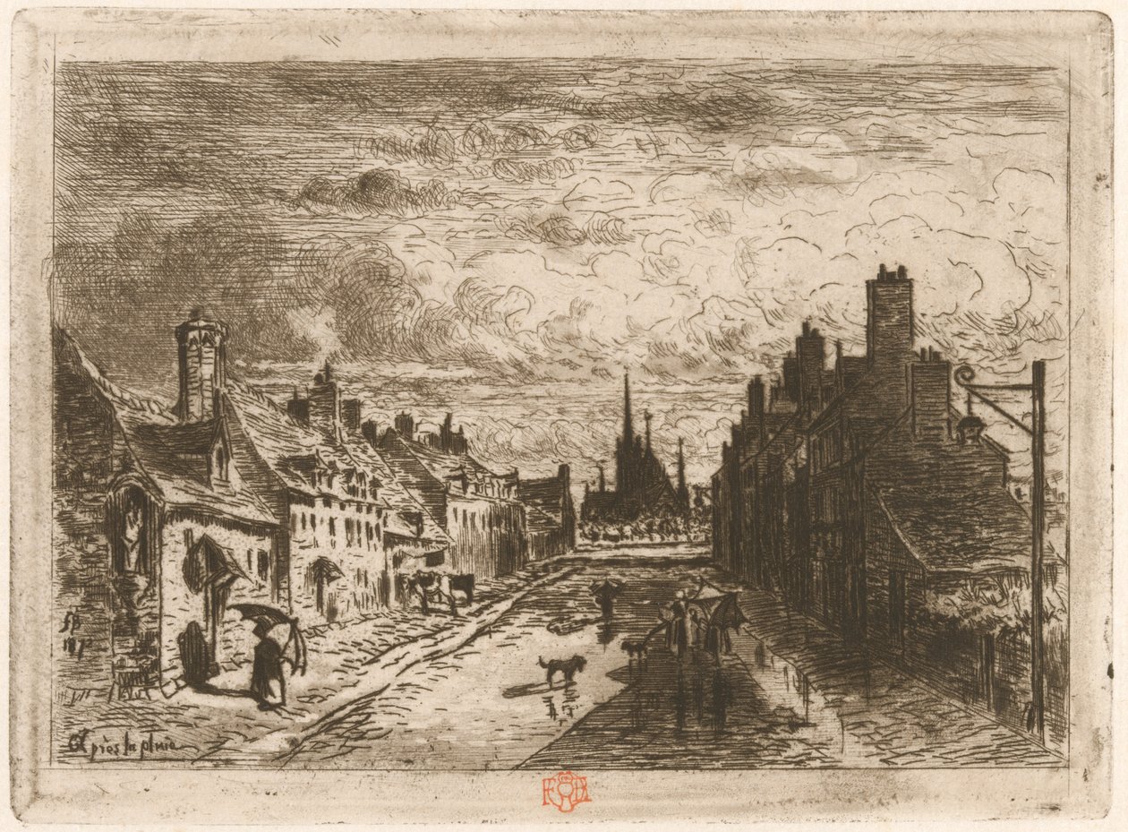 Après la pluie After the Rain, 1873 vagy 1874 átdolgozva 1877. alkotó: Felix Hilaire Buhot
