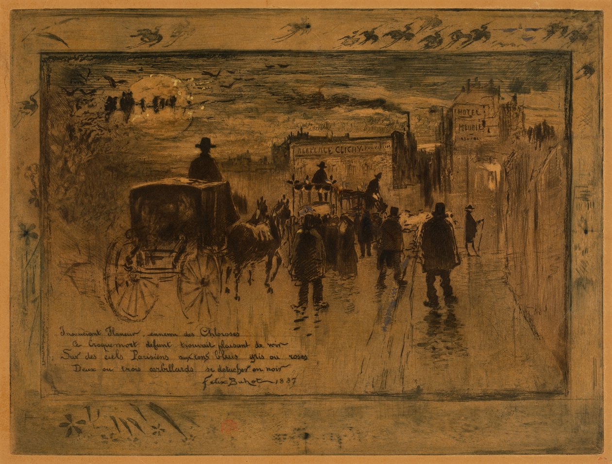 Temetési menet a Boulevard de Clichyn Temetési menet a Boulevard de Clichyn, 1887. alkotó: Felix Hilaire Buhot