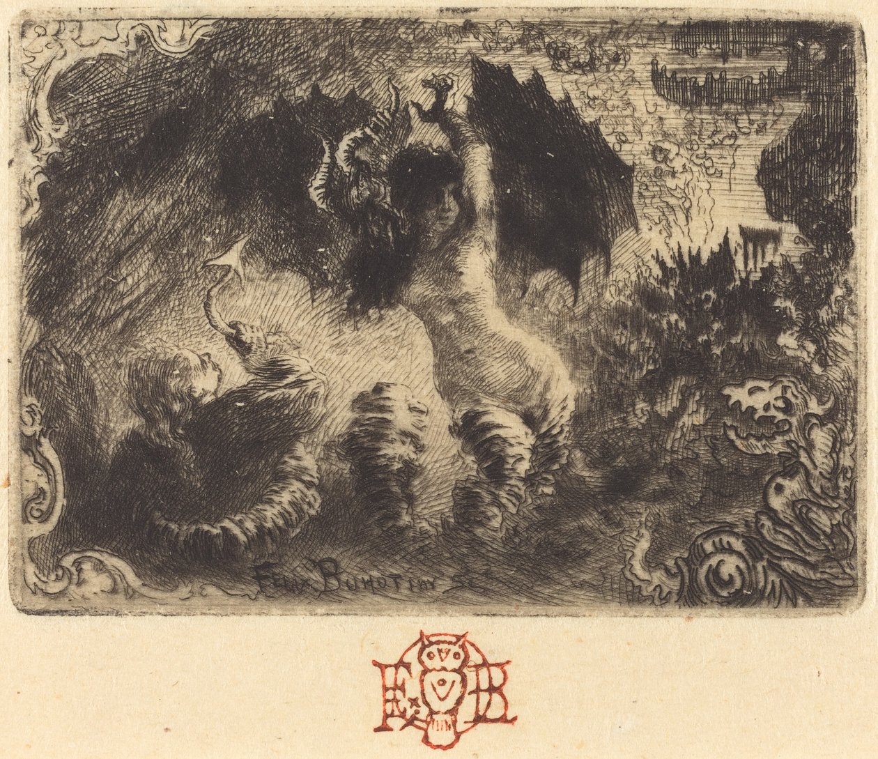 Jacques Cazotte "The Devil in Love" (1. matrica) alkotó: Felix Hilaire Buhot