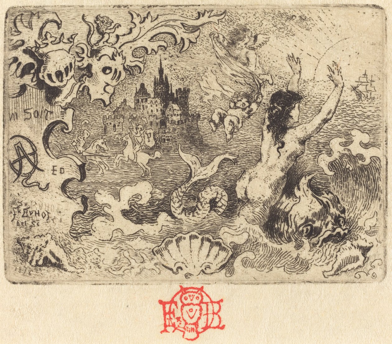 Jacques Cazotte: A szerelmes ördög, 2. matrica, 1878. alkotó: Felix Hilaire Buhot