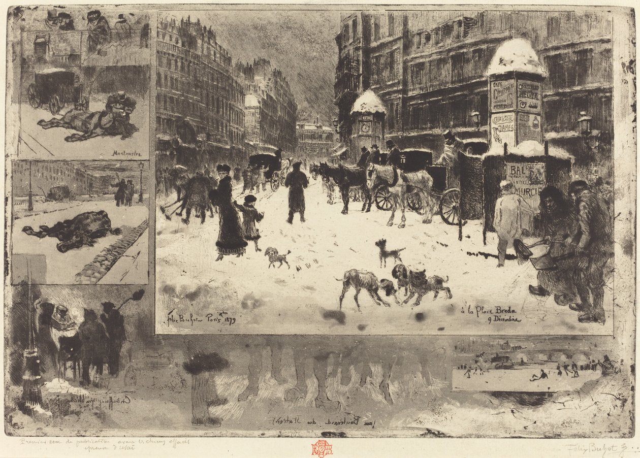 Tél Párizsban Tél Párizsban, 1879. alkotó: Felix Hilaire Buhot