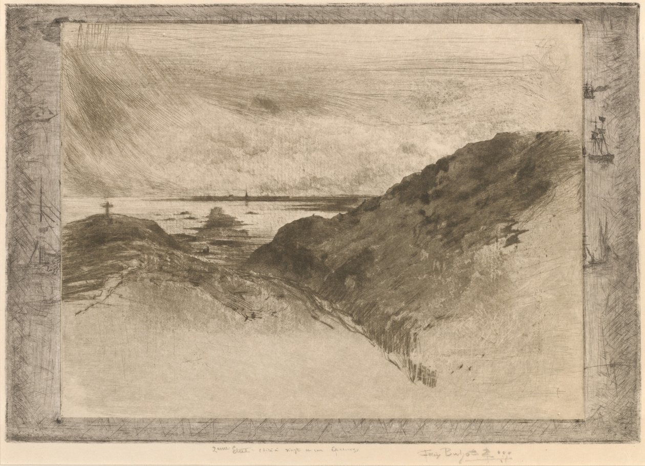 A szikla: Saint-Malo-öböl alkotó: Felix Hilaire Buhot