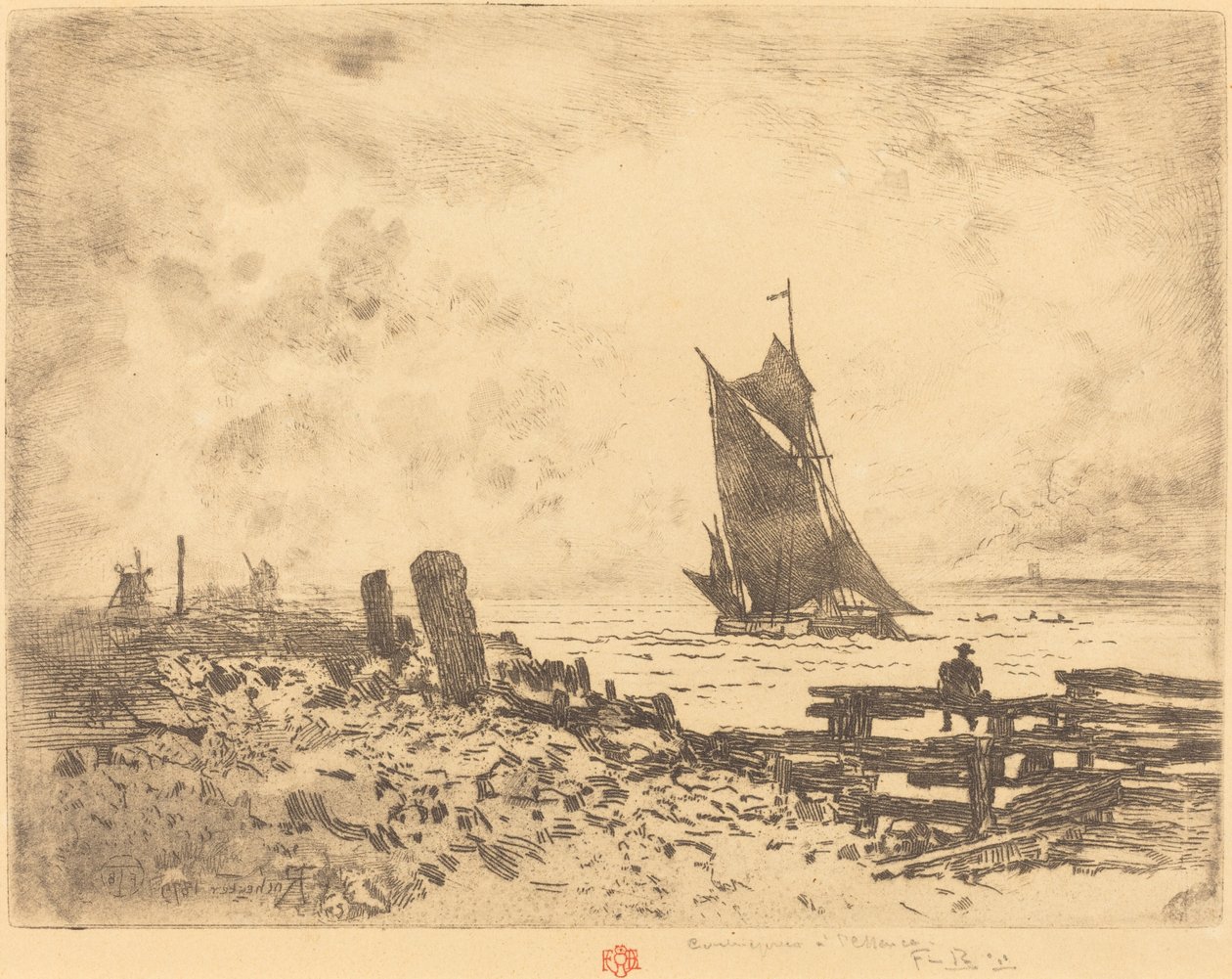 La Petite Marine – Medway szuvenírje (ellenálló) alkotó: Felix Hilaire Buhot