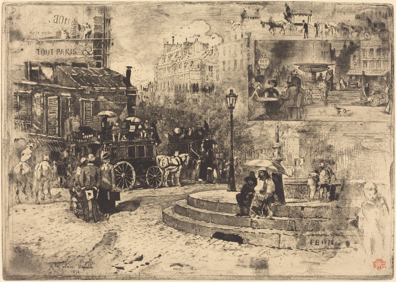 Place Pigalle 1878-ban (Place Pigalle 1878-ban) alkotó: Felix Hilaire Buhot