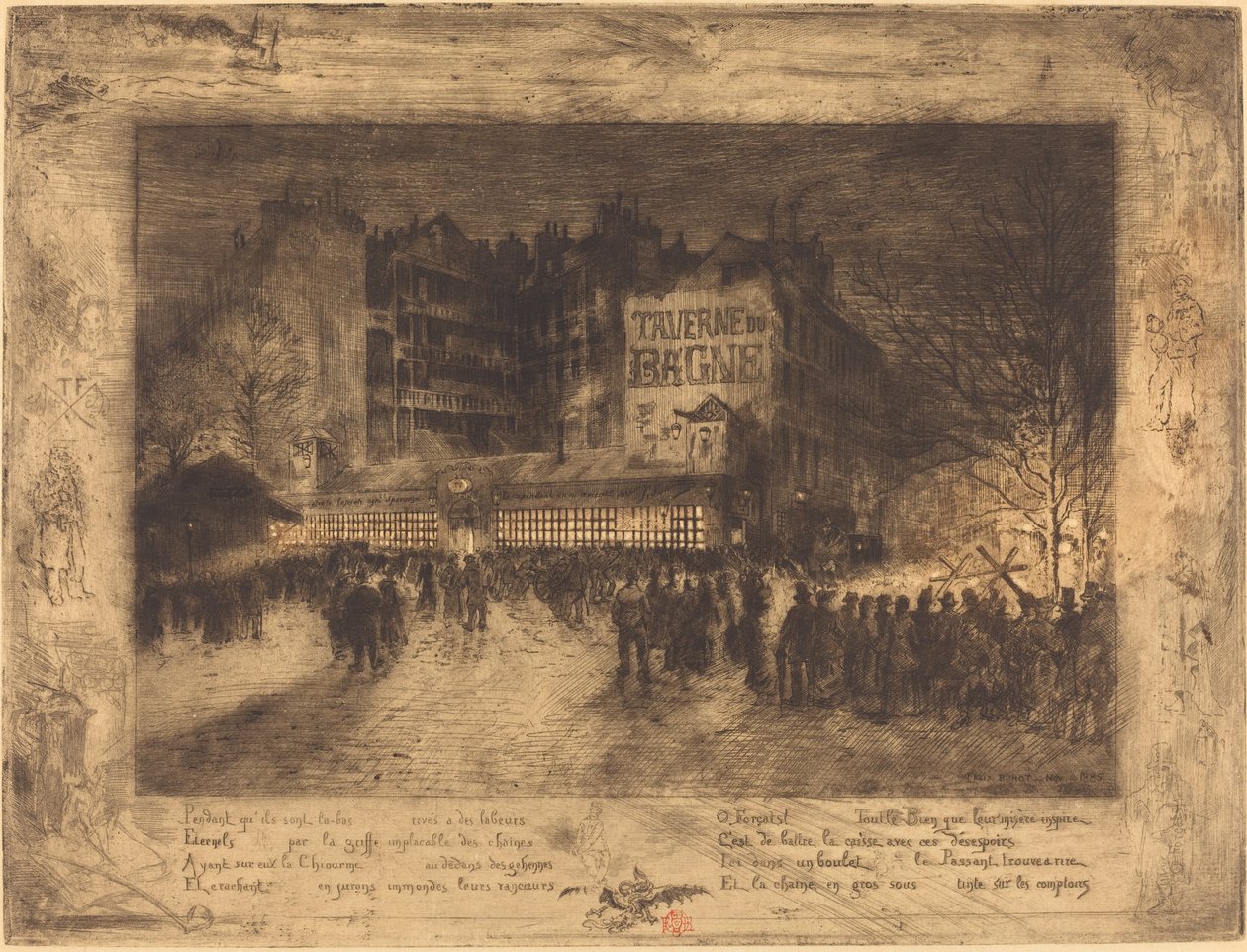A Place des Martyrs és a Jailhouse Tavern alkotó: Felix Hilaire Buhot