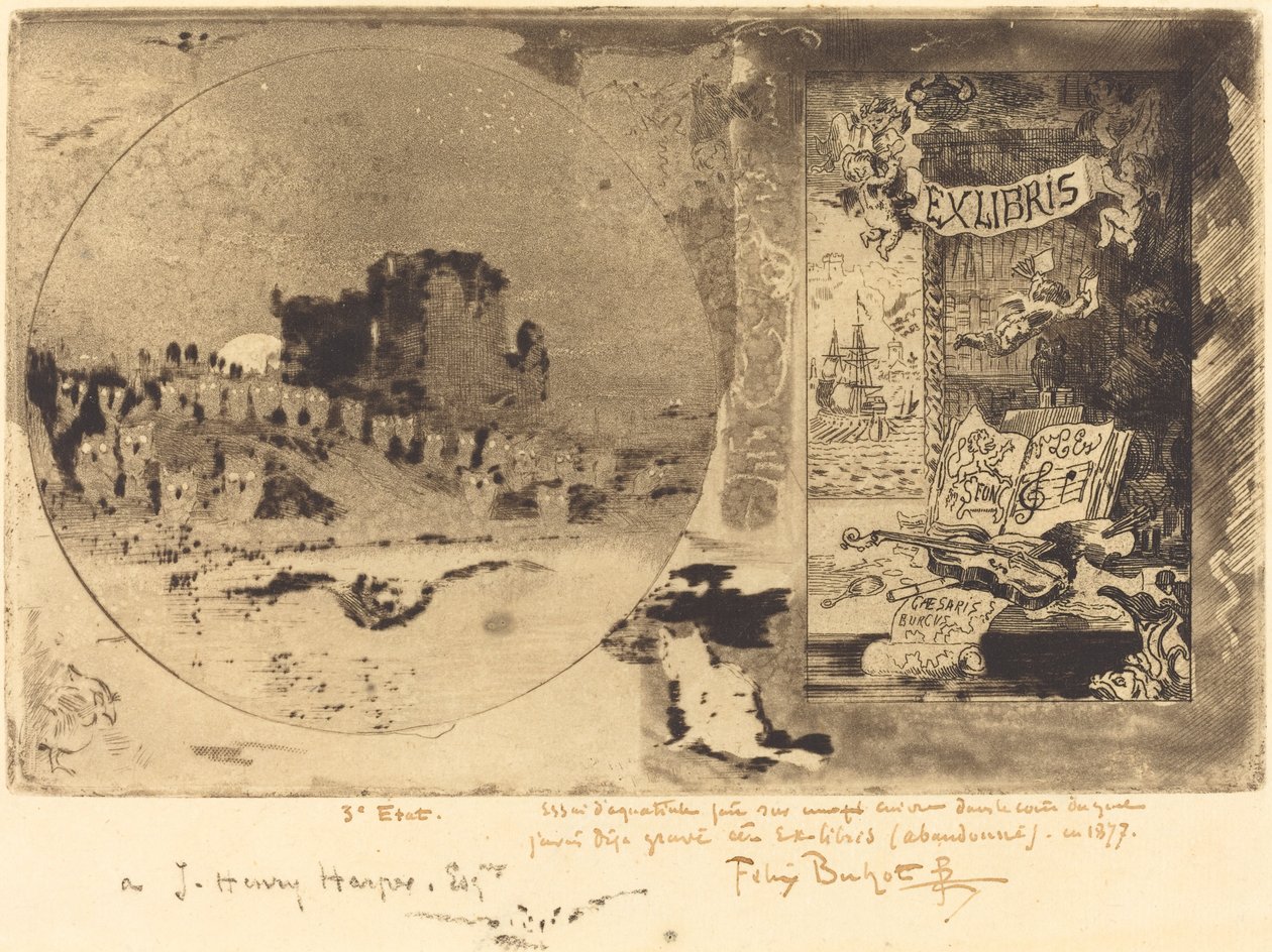 Le Château des hiboux baglyok vára, 1877-1887. alkotó: Felix Hilaire Buhot
