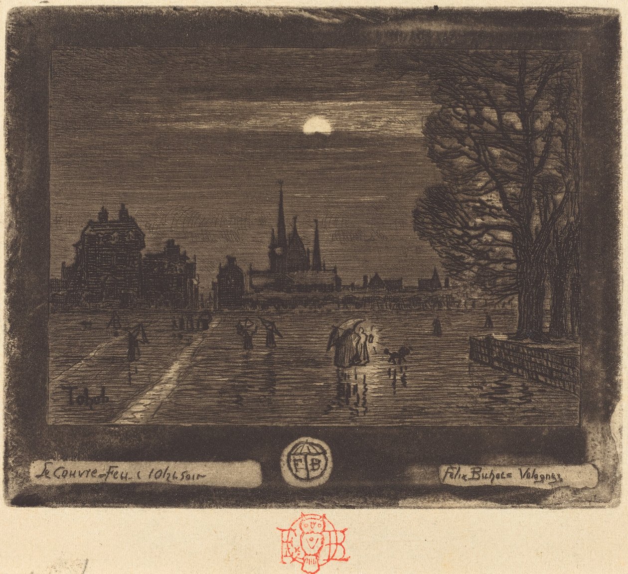 Kijárási tilalom Kijárási tilalom [recto], 18741875. alkotó: Felix Hilaire Buhot