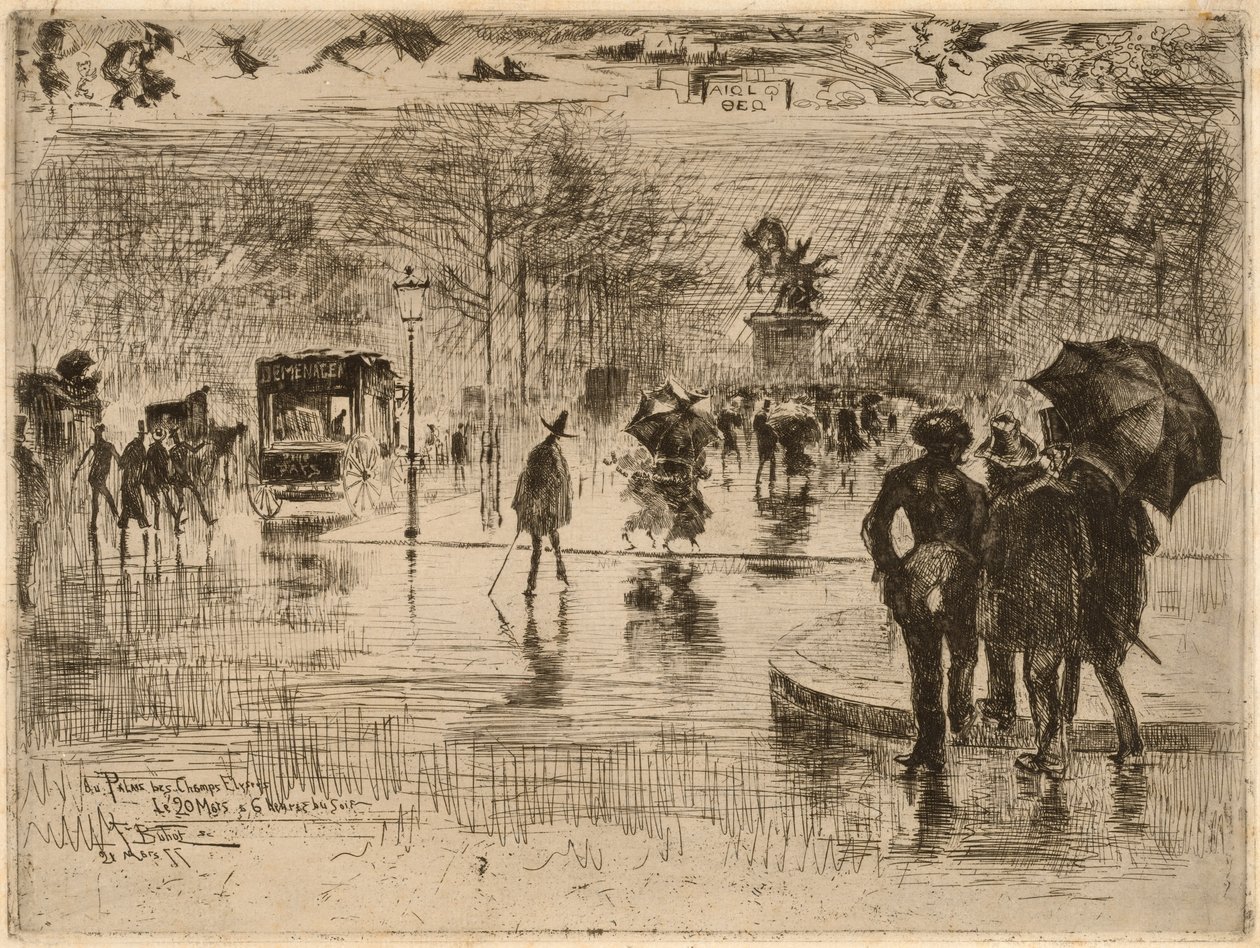A művészek visszatérése, 1877. alkotó: Felix Hilaire Buhot