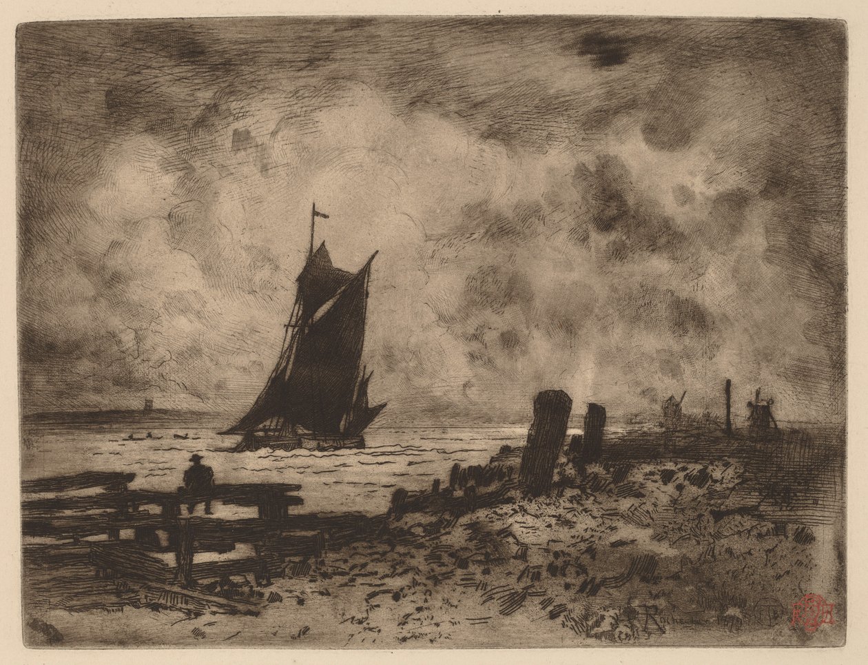 Tengerészgyalogság: Medway szuvenírje, 1879. alkotó: Felix Hilaire Buhot
