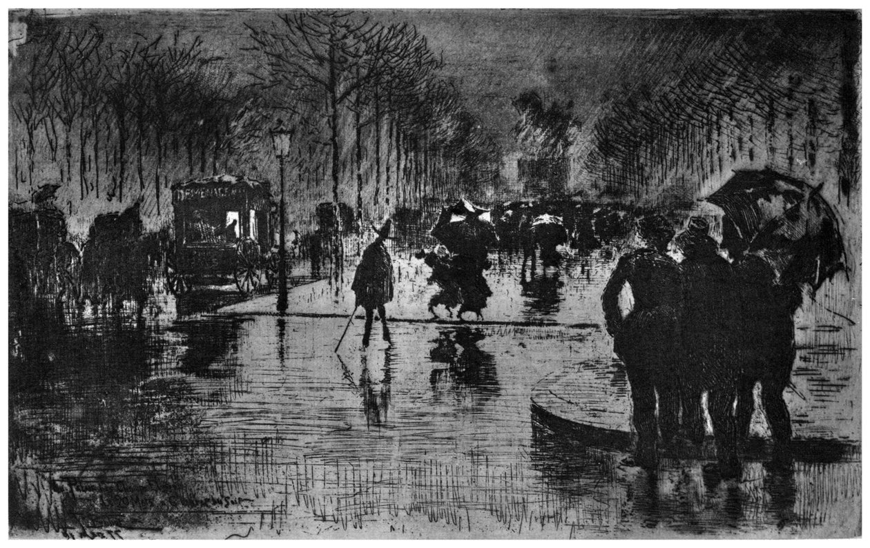 Visszatérés a Champs-Elysees-ről, 1870-1900 1924 alkotó: Felix Hilaire Buhot