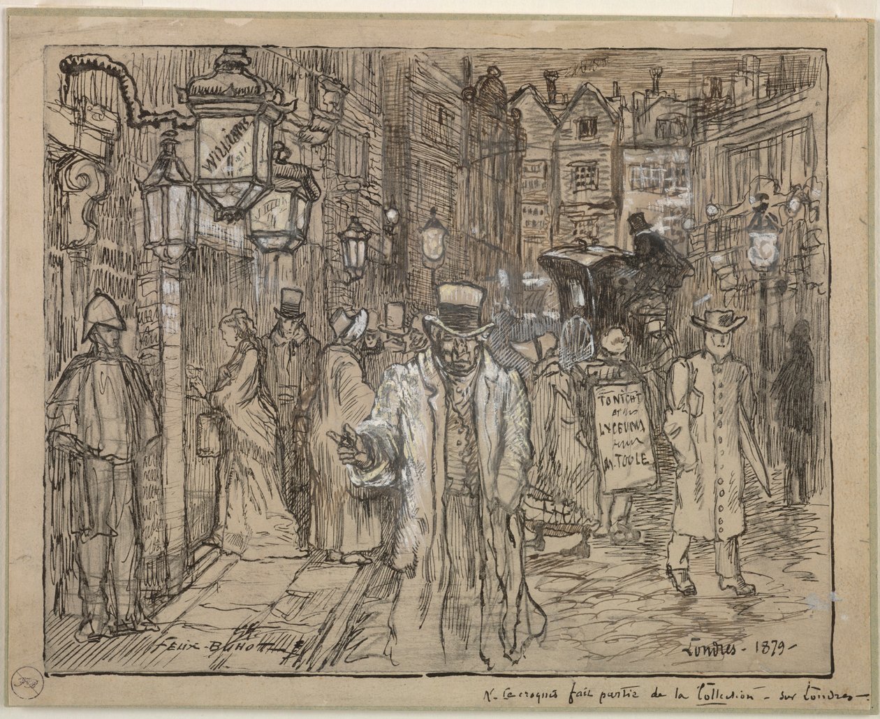 Utcai jelenet Londonban, 1879. alkotó: Felix Hilaire Buhot