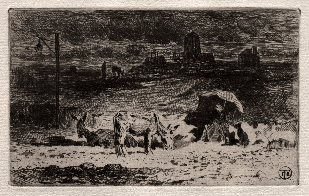 A szamarak a Cailles-hegyen, c. 1875. alkotó: Felix Hilaire Buhot