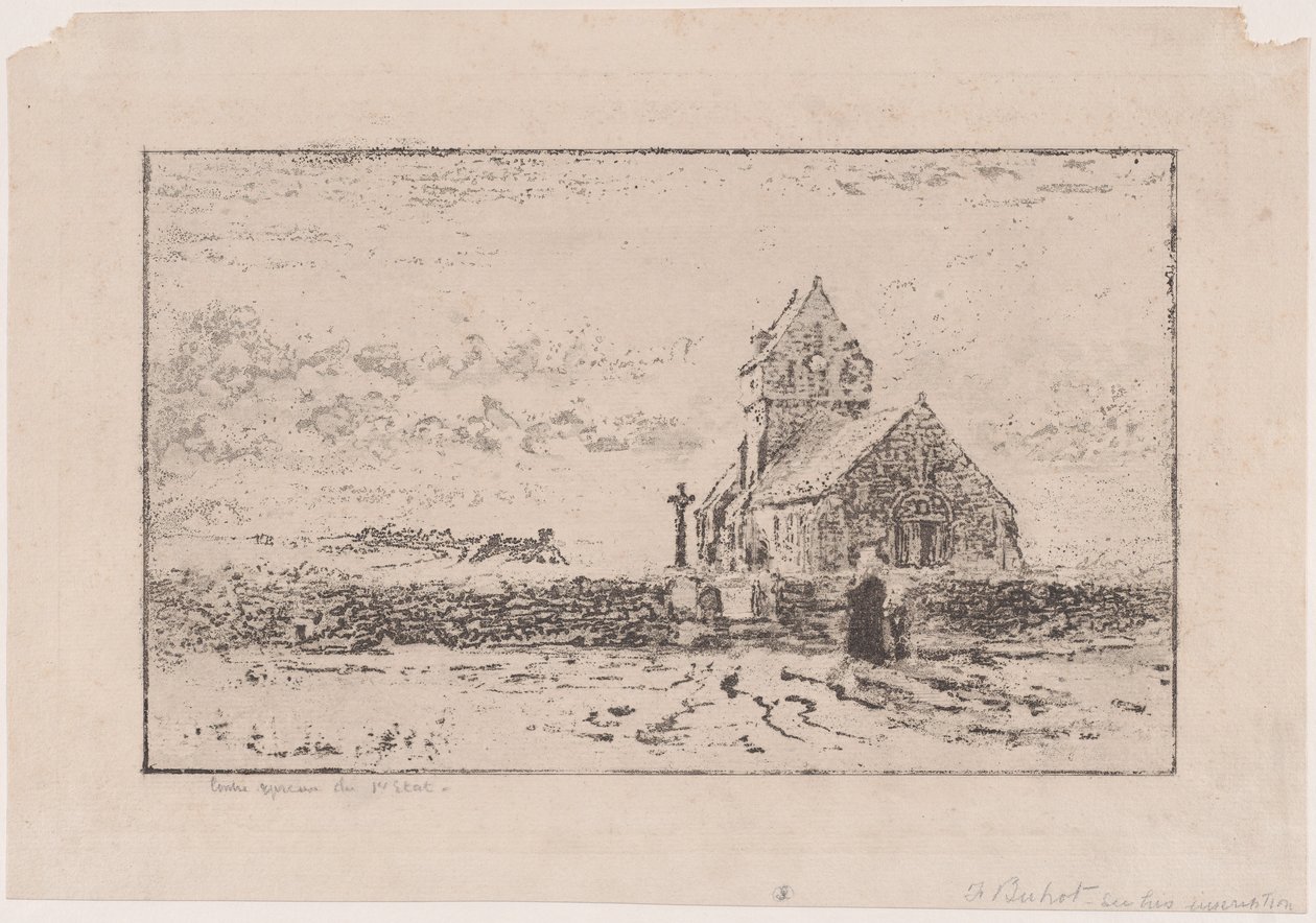 A Jobourg-templom, 1887. alkotó: Felix Hilaire Buhot