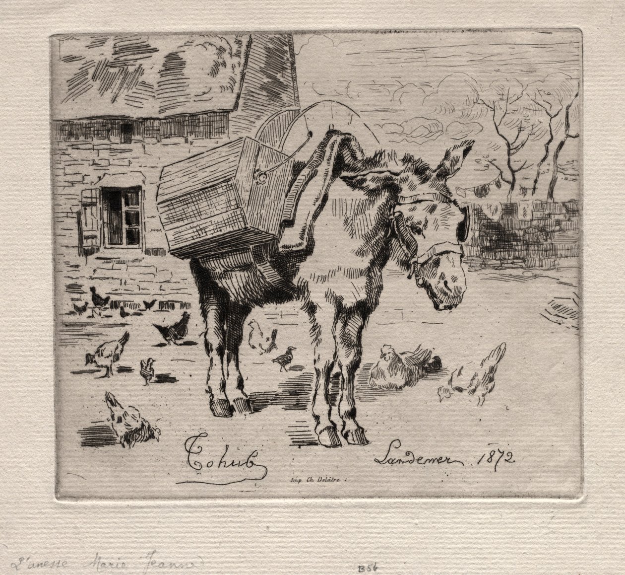 Az öszvér, Marie-Jeanne, 1872. alkotó: Felix Hilaire Buhot
